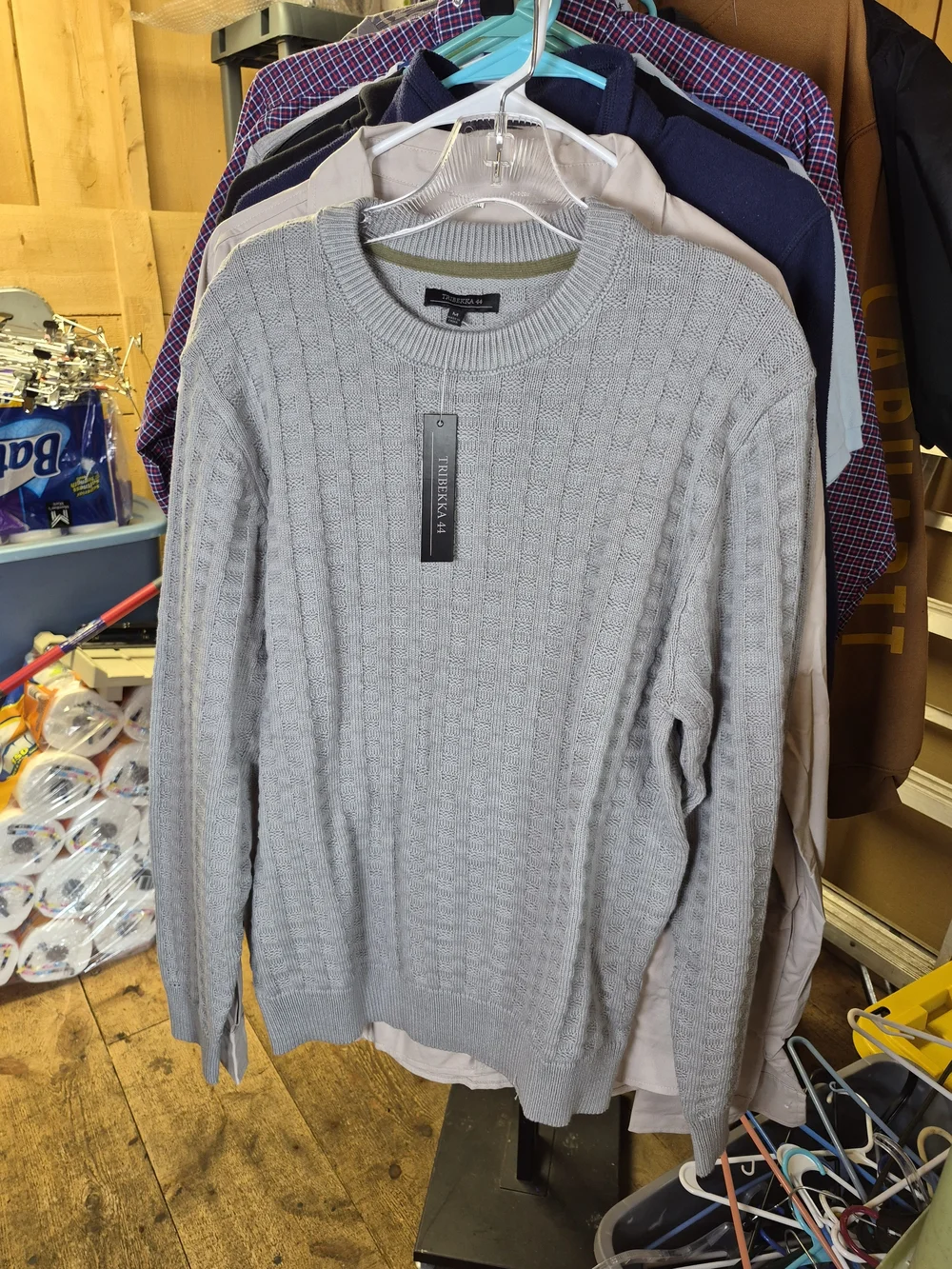 The Original Penguin Men's Light Gray Cable Crewneck Sweater Bin 37